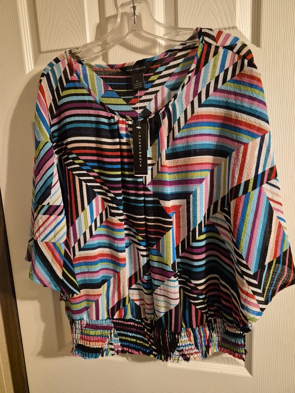 Investments Geometric Multicolor & Black Blouse Medium